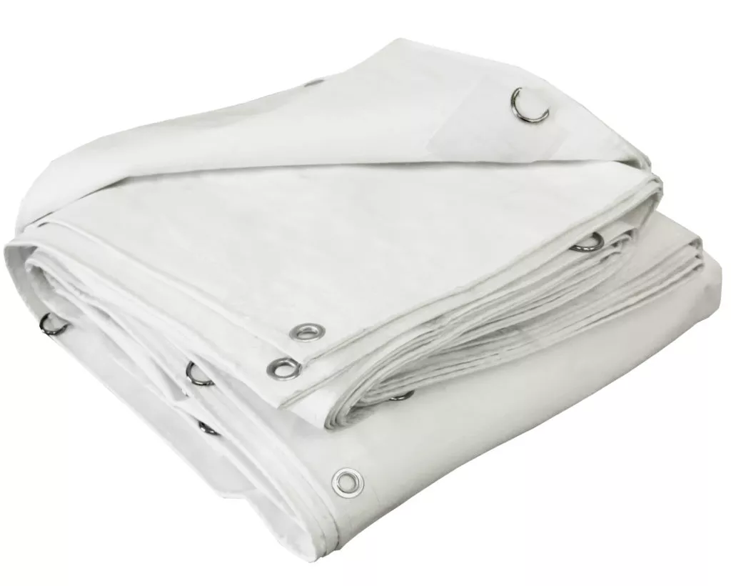 Fire Retardant White Poly Tarps – 12 mil Steel Guard Main Image ID2372