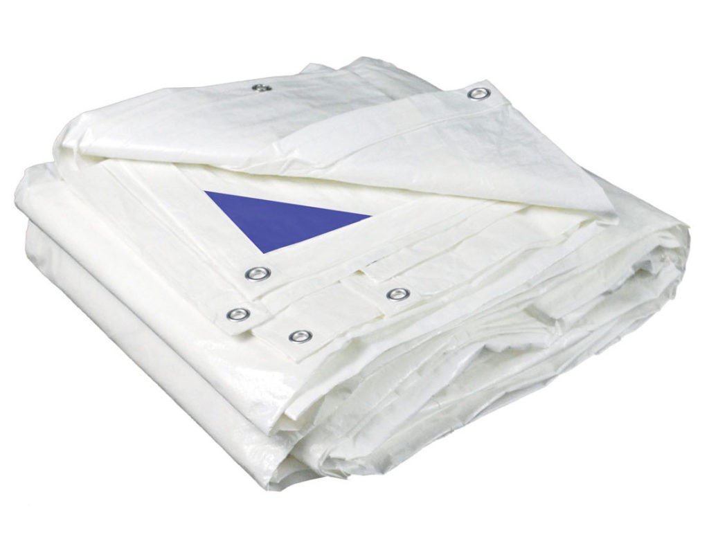 Fire Retardant White Poly Tarps – 8 mil Steel Guard Main Image ID2369