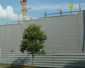 Temporary Construction Sound Barriers off of Street for Mid Rise Build