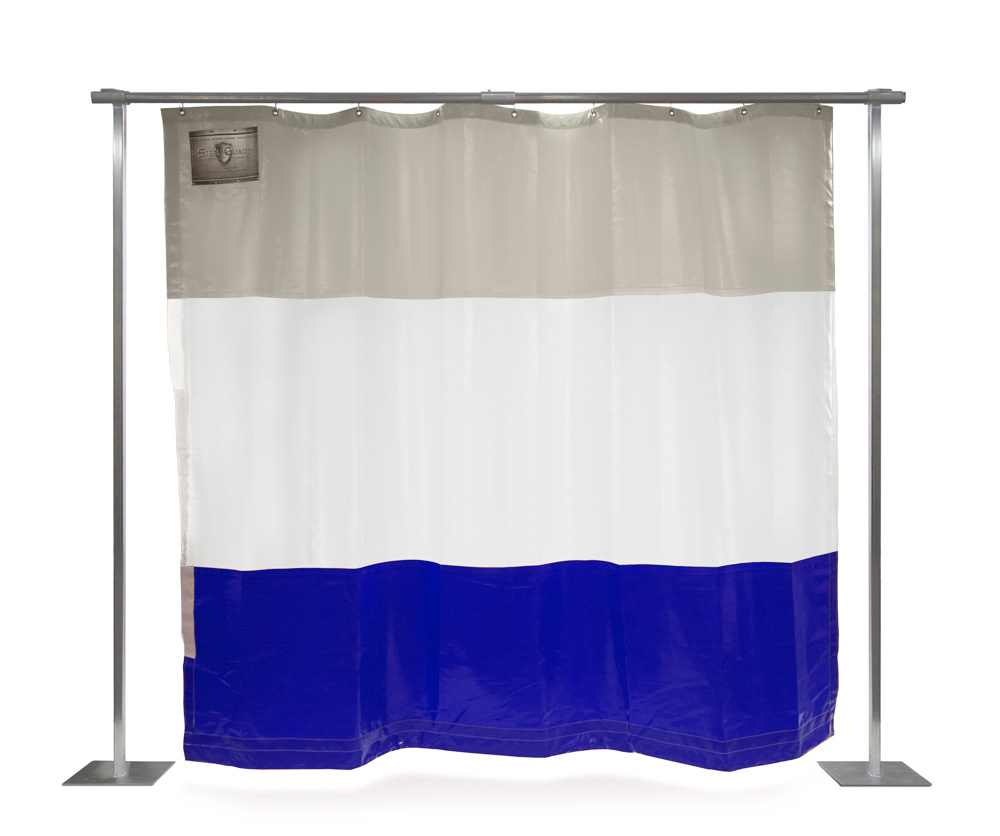 3 Colors Top: White Middle: Clear and Bottom: Blue Threaded Rod Kit Width 15 ft Hardware Included Bodyshop Paint Booth Vinyl Curtain - 18 oz Fire Rated Curtain X Height 12 ft 