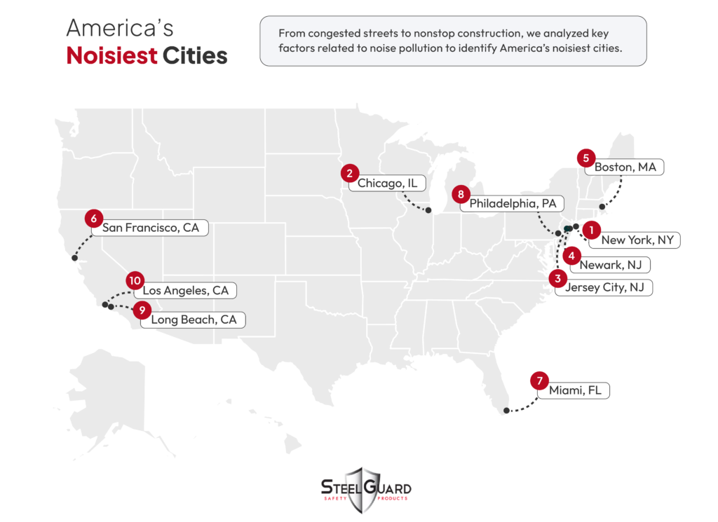 Noise Pollution Map Of The Noisiest Cities In The Us