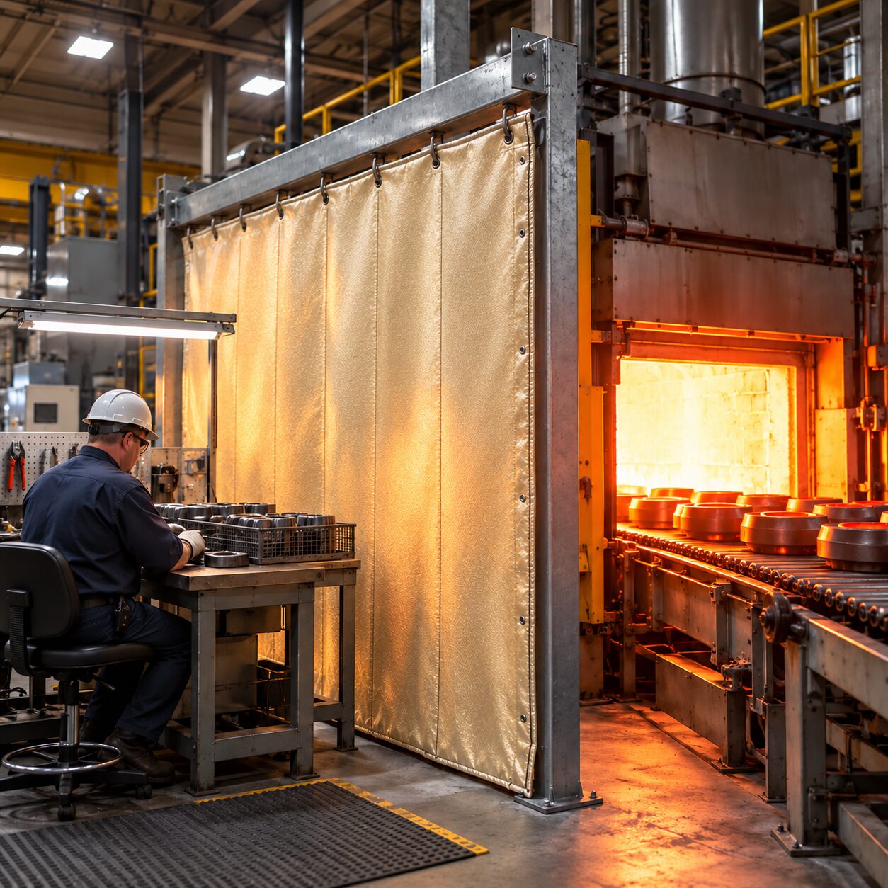 High Silica Cloth Curtains Steel Guard Main Image ID5783