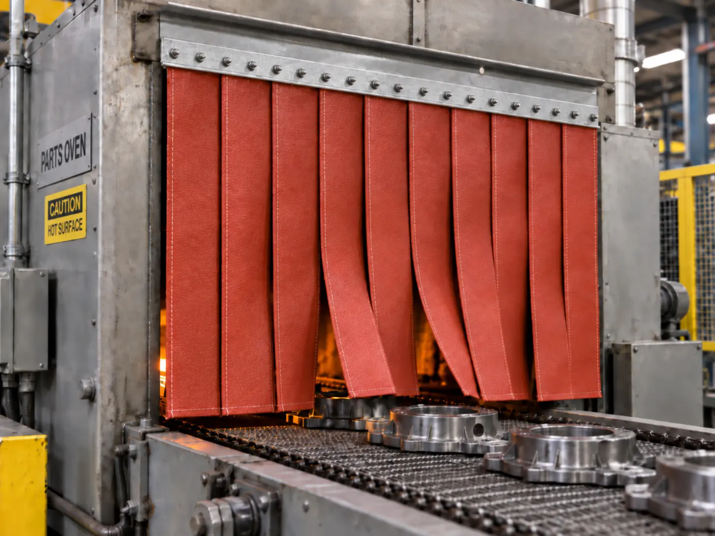 Silicone Coated Fiberglass Strip Curtains Steel Guard Main Image ID5676